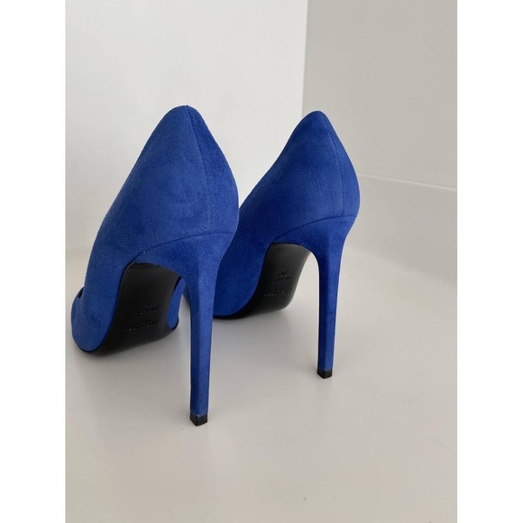 Saint Laurent Anja D'orsay Pointy Toe Pump BLUE SUEDE - Picture 10 of 14